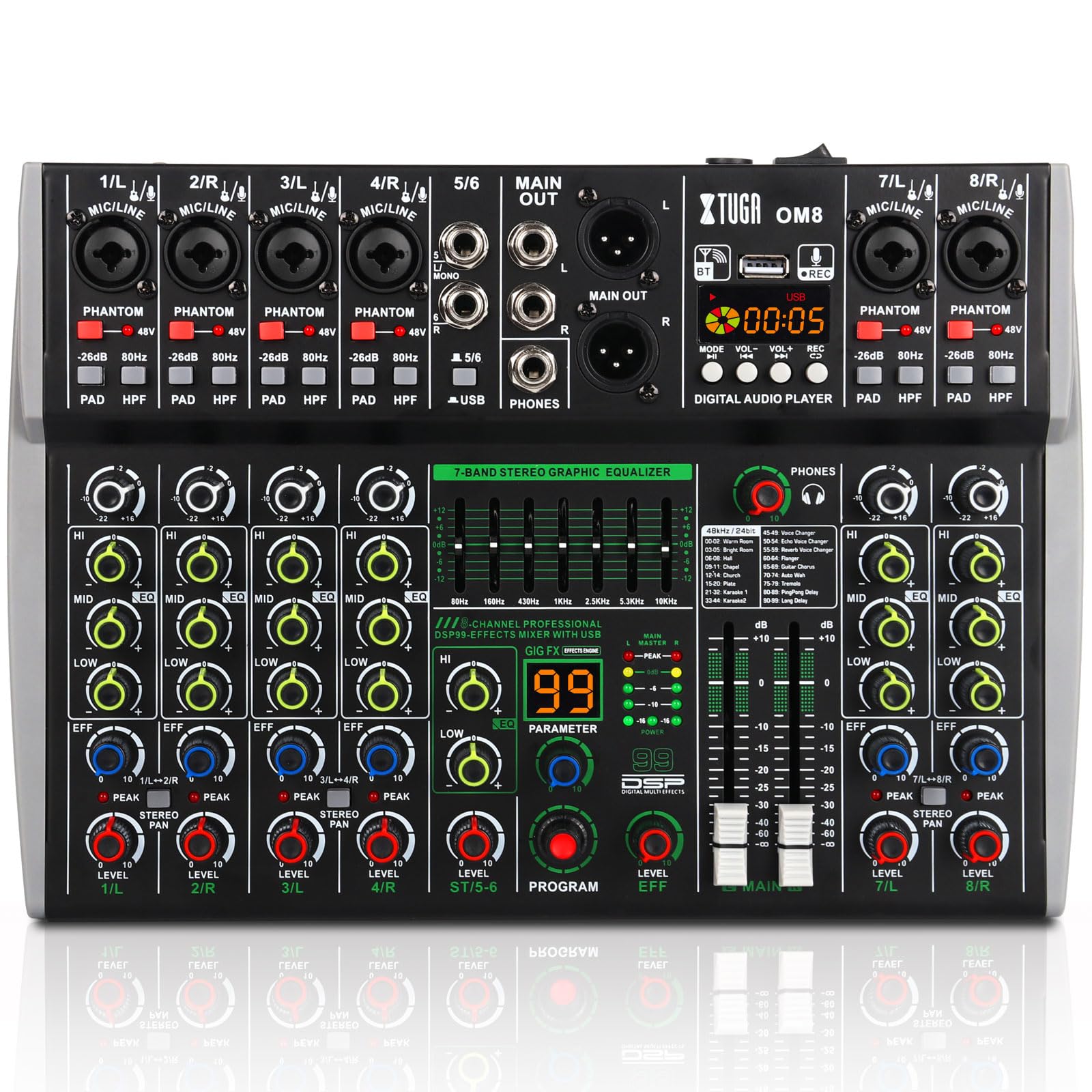 Amazon.com: XTUGA Audio Mixer 8 Channel for PC, DJ Sound